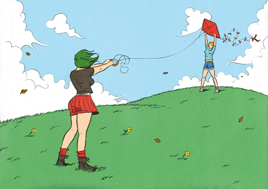 two women, one kite